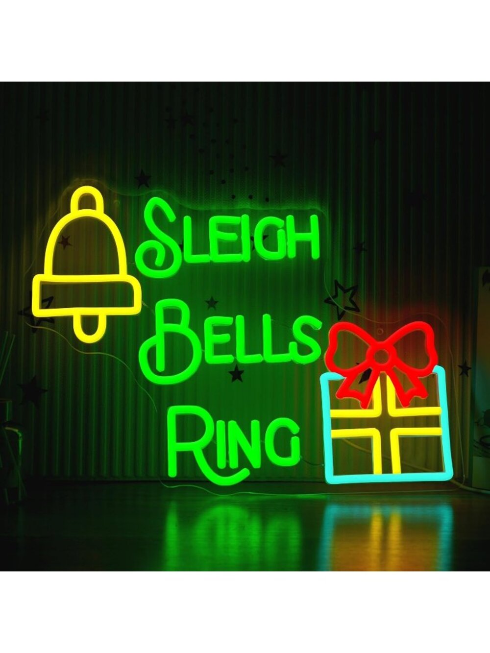 Sleigh Bells Ring Neon Sign Red Yellow White Dimmable Led Sleigh Bells Ring Neon